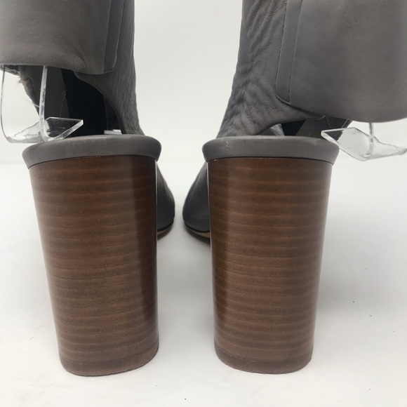 Vince Faye Open Toe Boot Block Heel Grey Leather - Picture 7 of 8